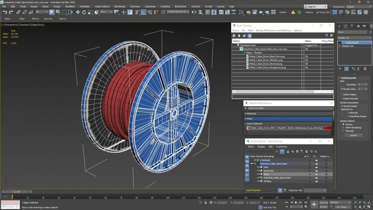 Industrial Cable Spool Reel 3D