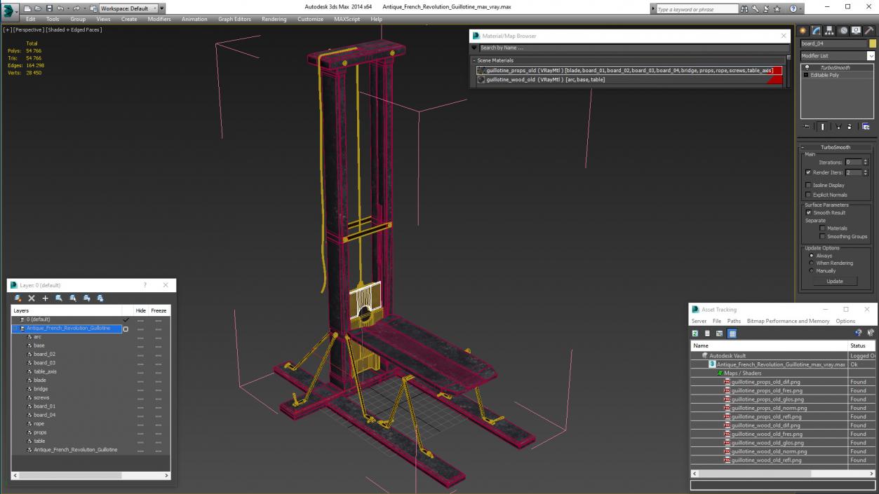 3D Antique French Revolution Guillotine