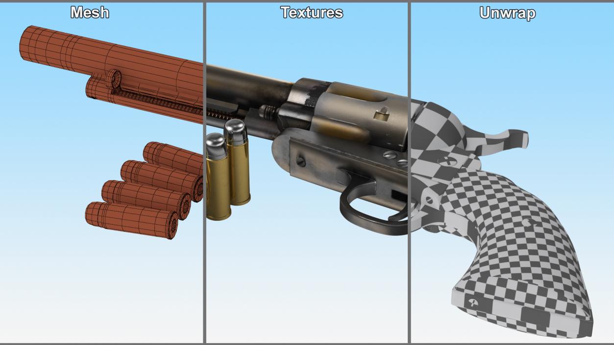 3D model Revolver and Bullets