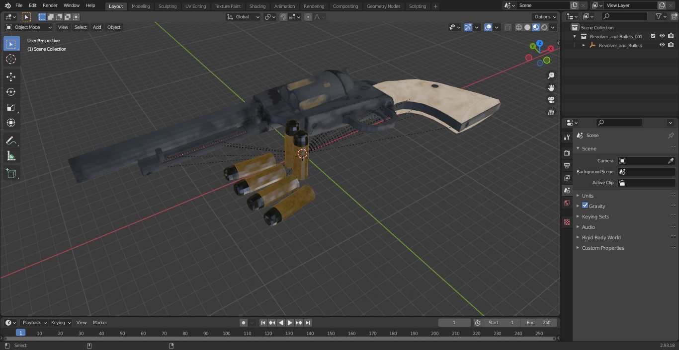 3D model Revolver and Bullets