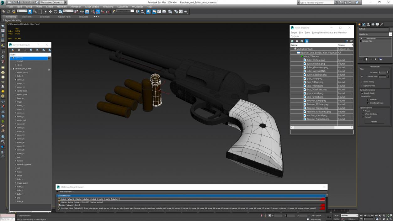 3D model Revolver and Bullets