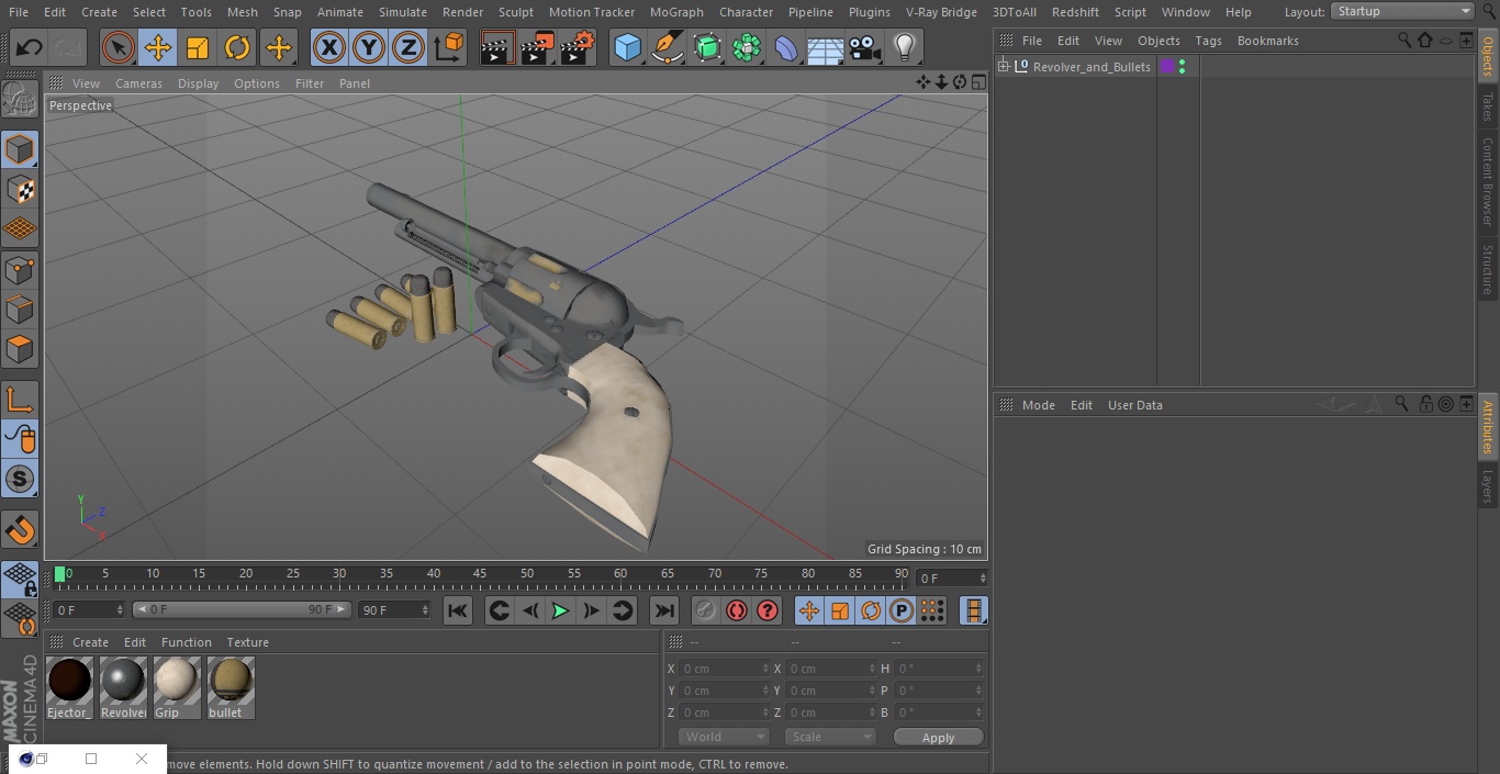 3D model Revolver and Bullets