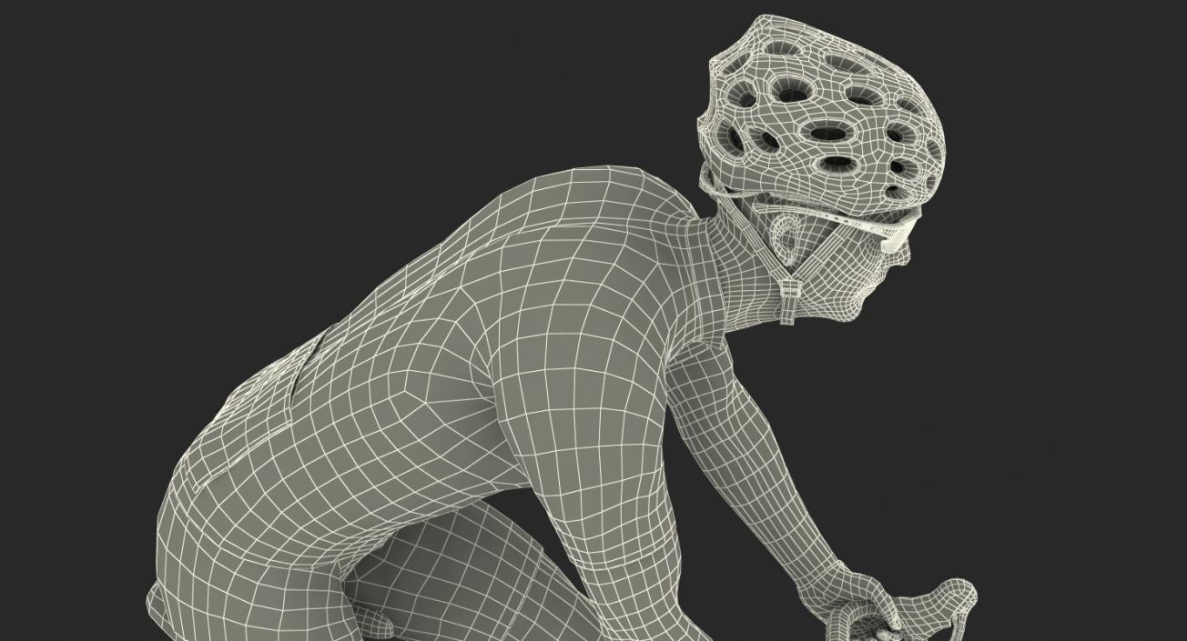 Athlete Cyclist in Blue Suit Riding Bike Rigged 3D