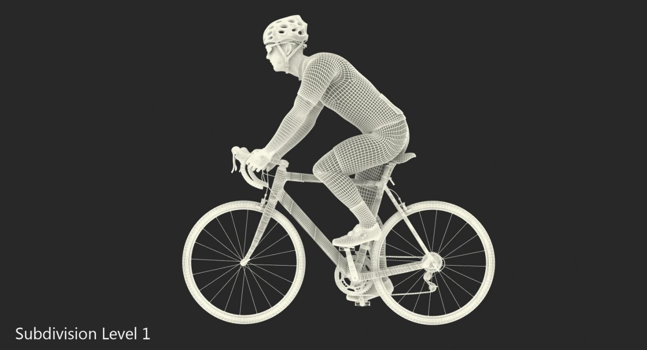 Athlete Cyclist in Blue Suit Riding Bike Rigged 3D