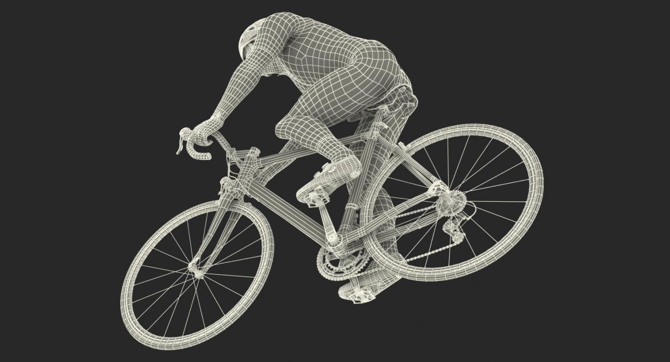 Athlete Cyclist in Blue Suit Riding Bike Rigged 3D