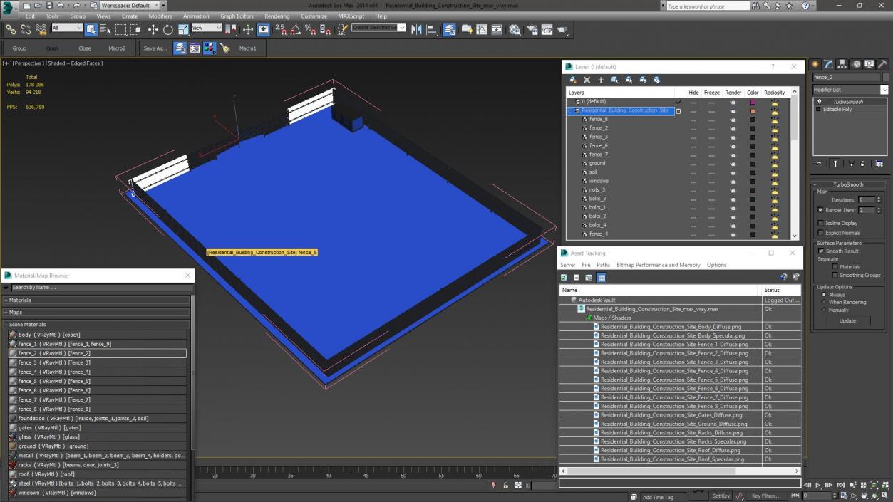 3D Residential Building Construction Site model