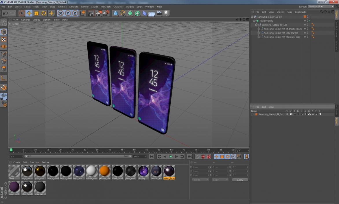 3D Samsung Galaxy S9 Set