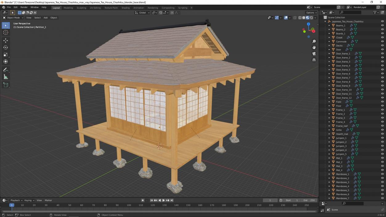 3D Japanese Tea House Chashitsu model