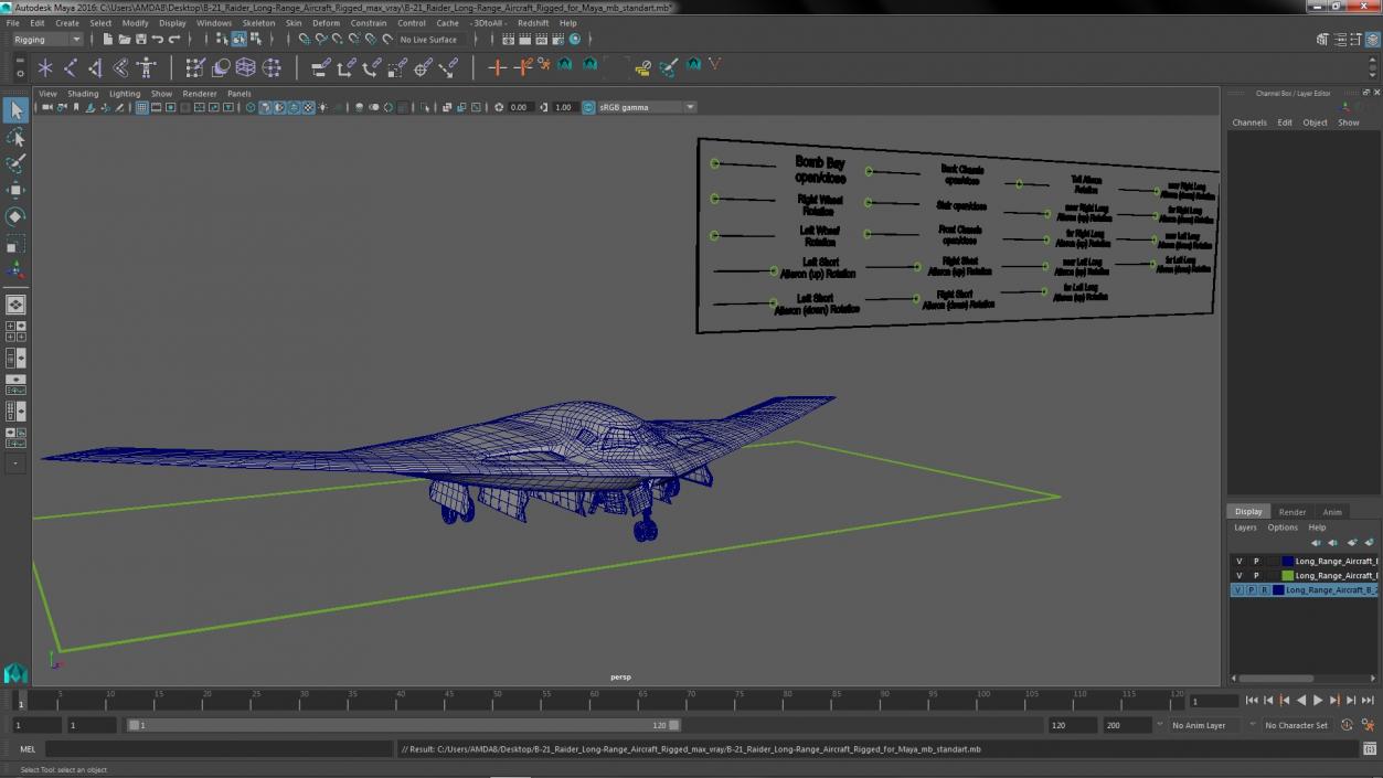 B-21 Raider Long-Range Aircraft Rigged for Maya 3D