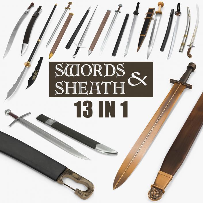 Swords with Sheath Collection 3D model