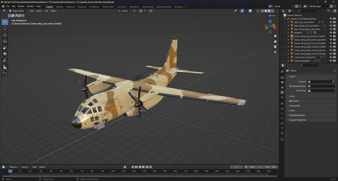 3D Alenia C-27J Spartan Brown