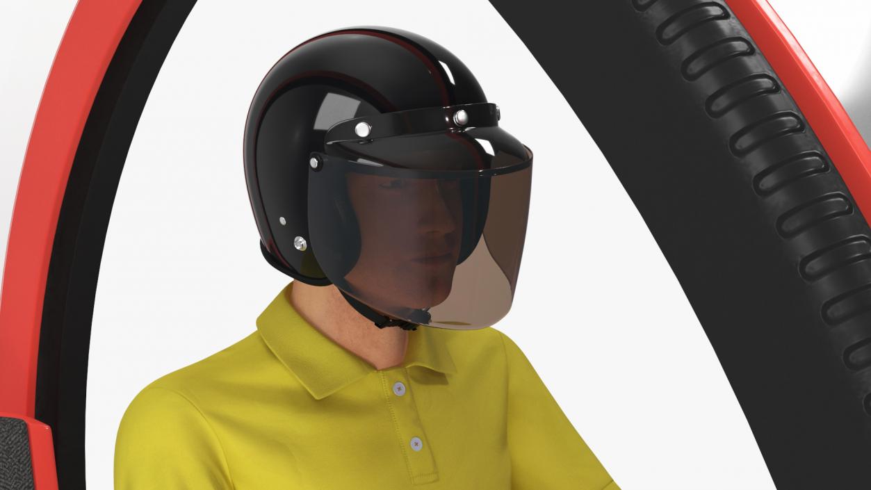 Man in Helmet Driving Sci-Fi Car Tube 3D