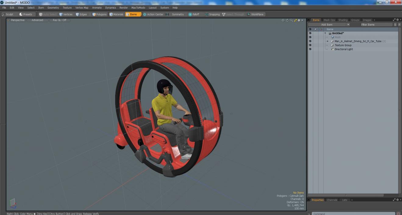 Man in Helmet Driving Sci-Fi Car Tube 3D