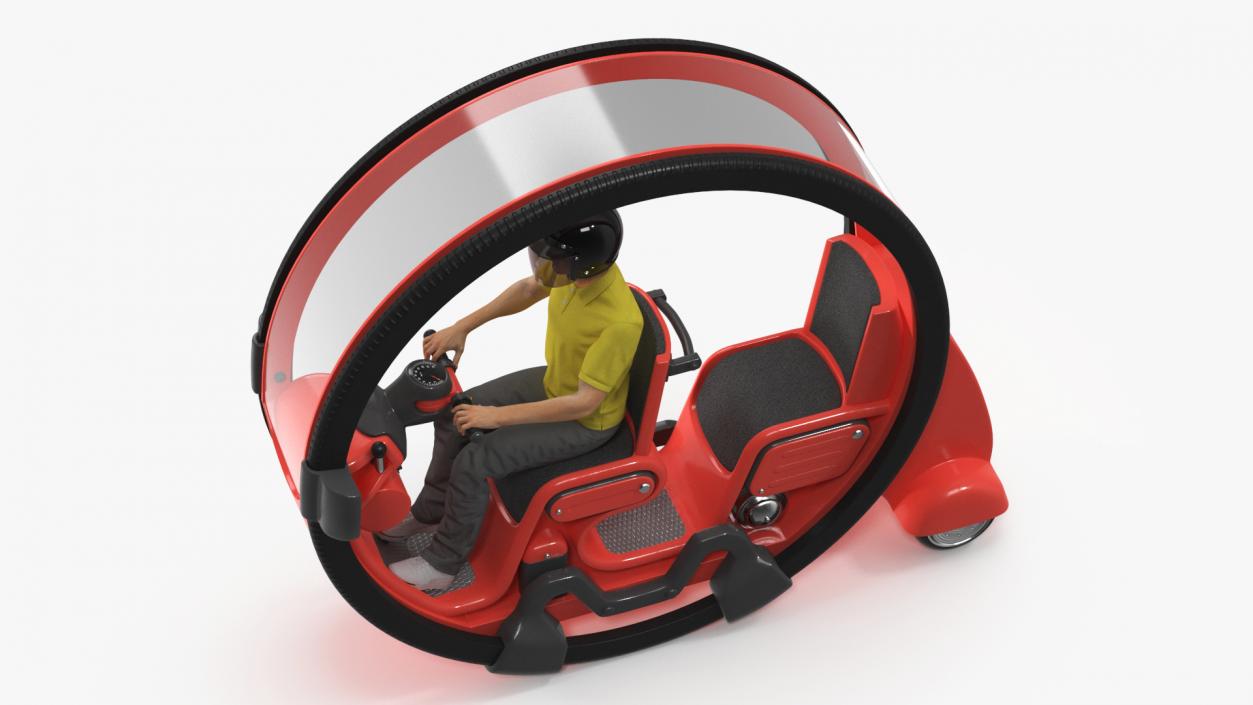 Man in Helmet Driving Sci-Fi Car Tube 3D