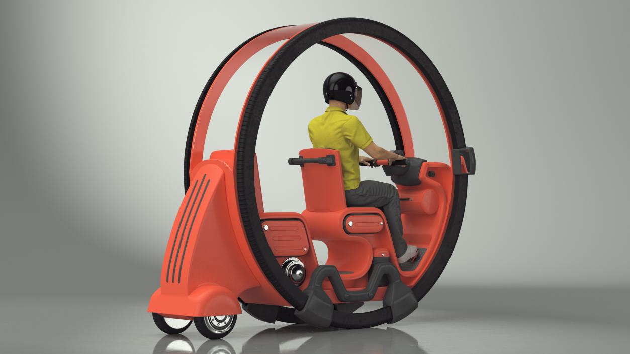 Man in Helmet Driving Sci-Fi Car Tube 3D