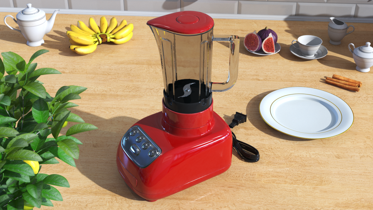 3D Red Blender with Glass Jar