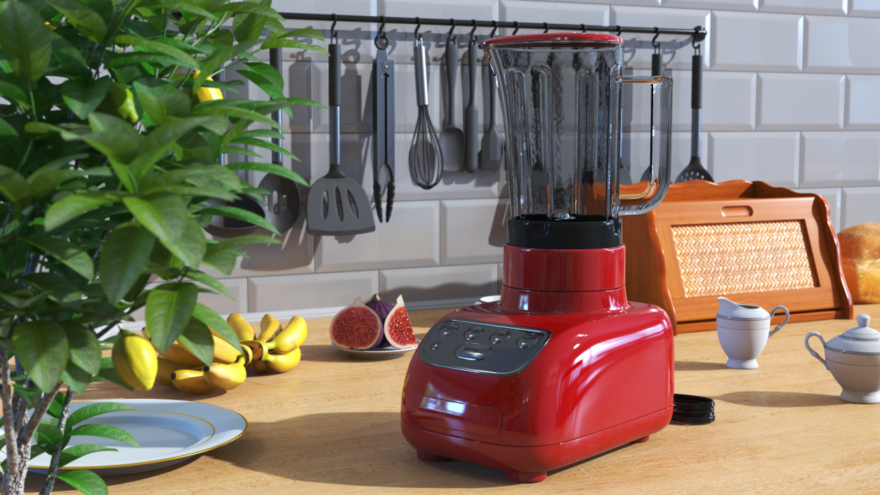 3D Red Blender with Glass Jar