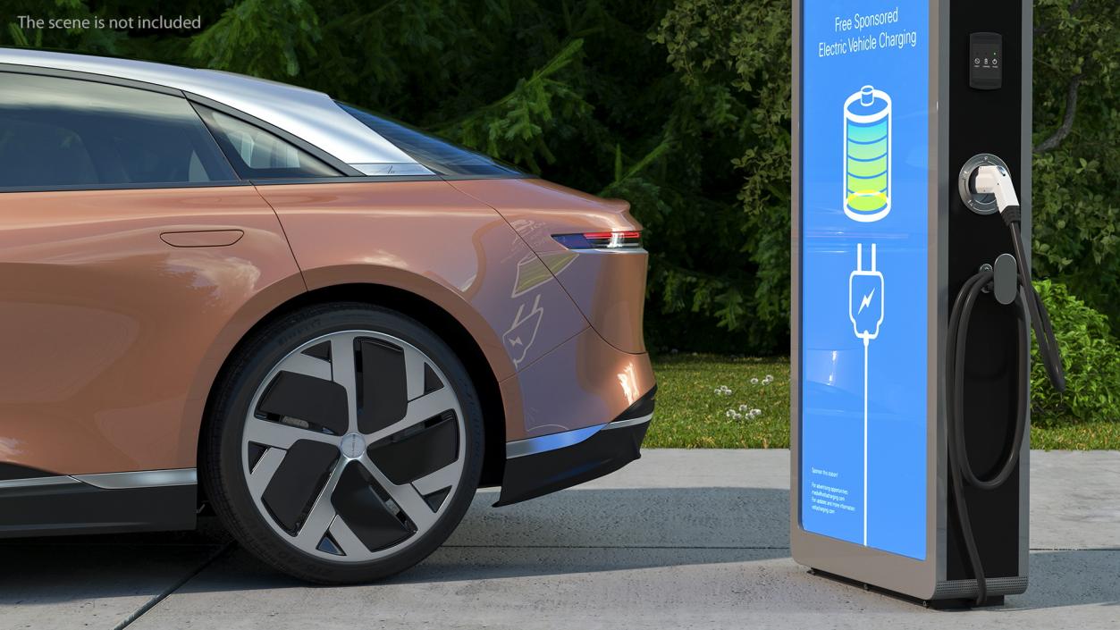 3D Electric Car Charging Station and Lucid Air 2021 model