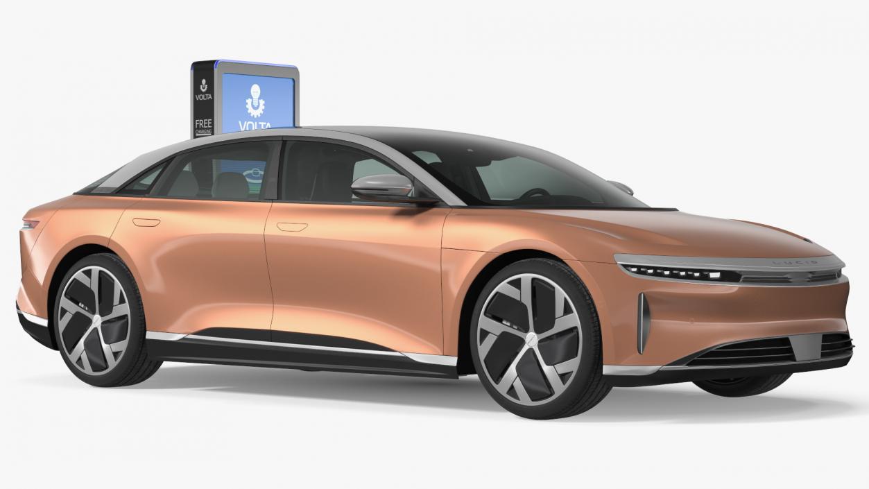 3D Electric Car Charging Station and Lucid Air 2021 model