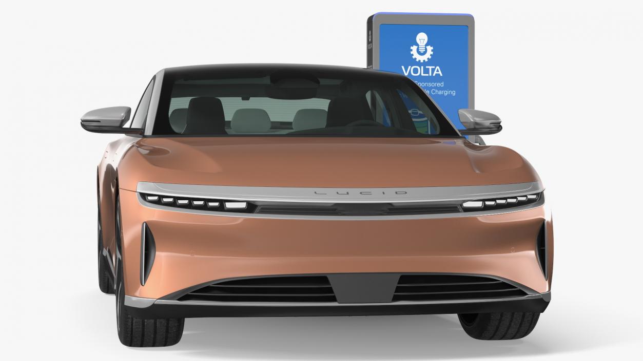 3D Electric Car Charging Station and Lucid Air 2021 model