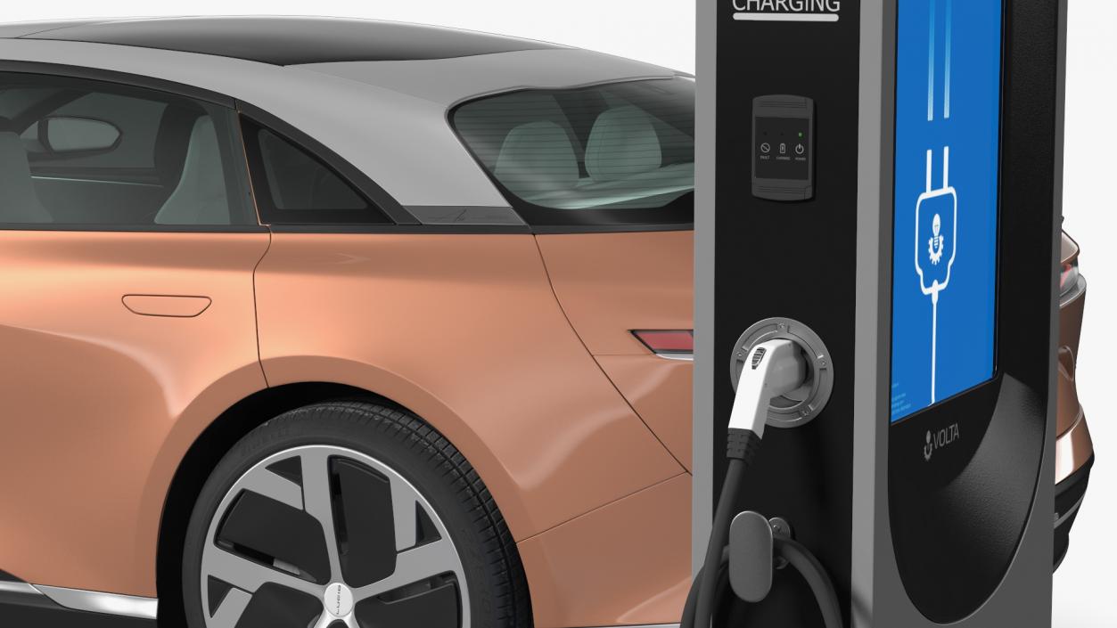 3D Electric Car Charging Station and Lucid Air 2021 model