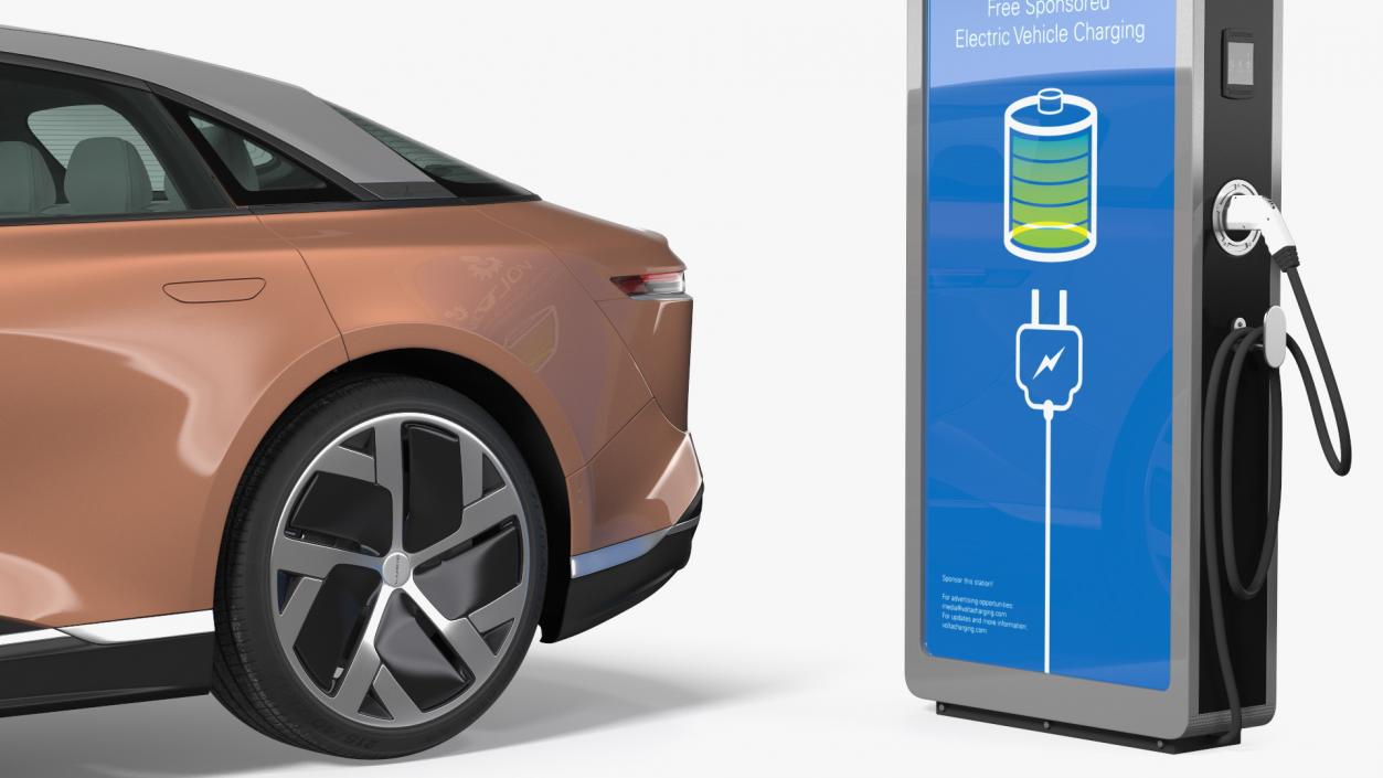 3D Electric Car Charging Station and Lucid Air 2021 model