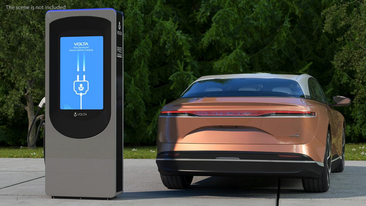 3D Electric Car Charging Station and Lucid Air 2021 model