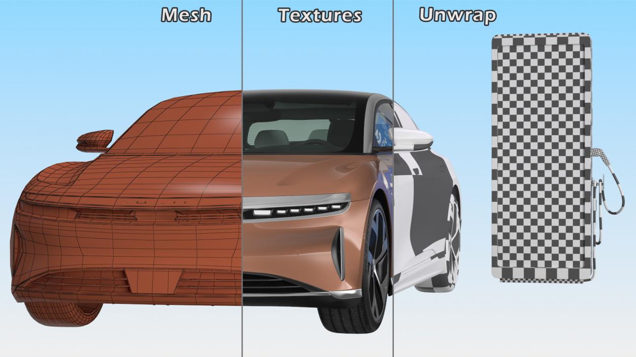 3D Electric Car Charging Station and Lucid Air 2021 model