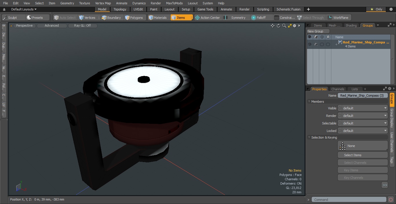 3D Red Marine Ship Compass model