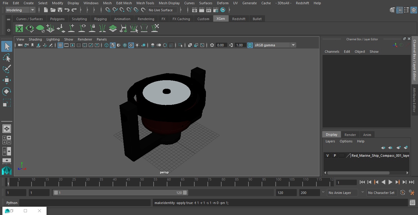 3D Red Marine Ship Compass model