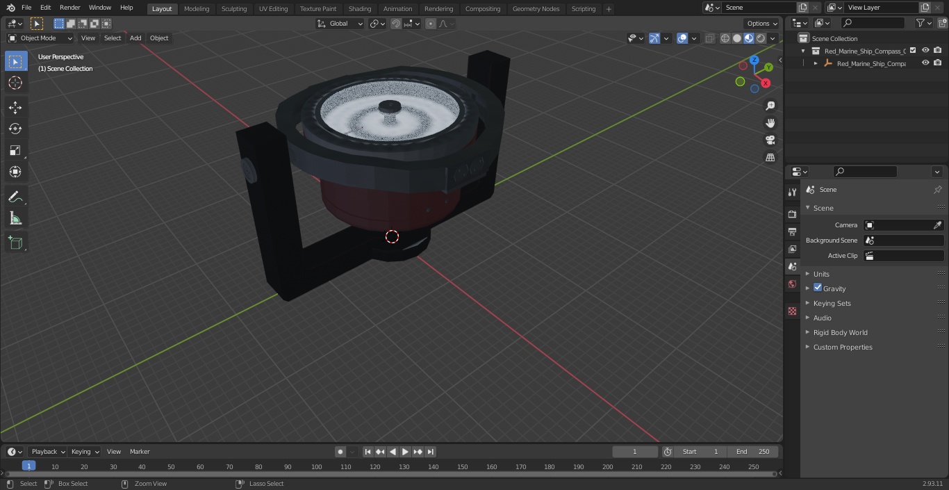 3D Red Marine Ship Compass model