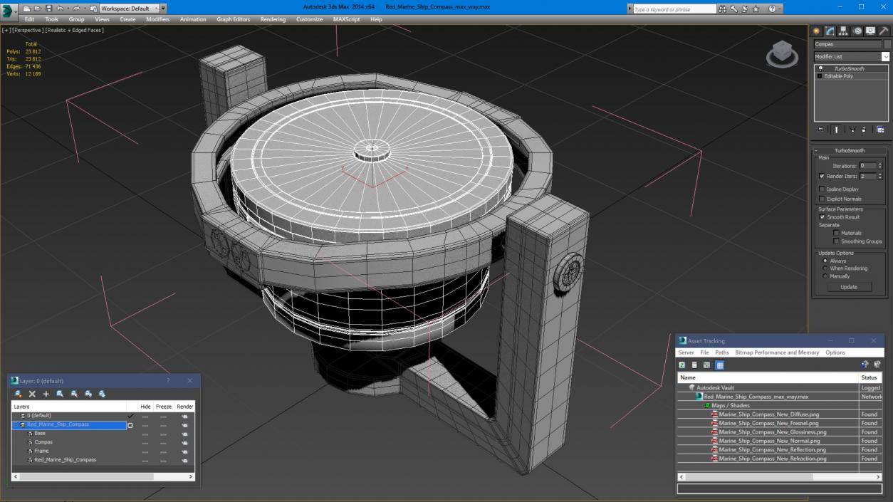 3D Red Marine Ship Compass model