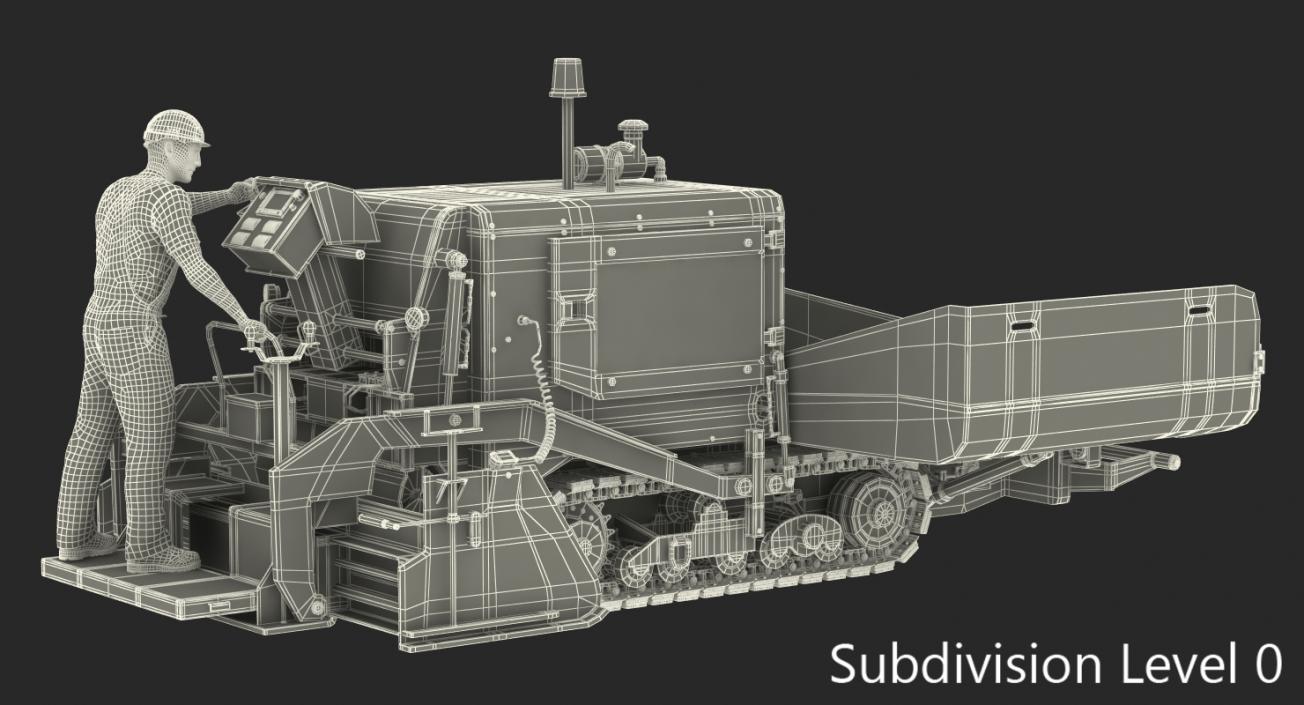 3D Asphalt Paving Machine with Operator Rigged model