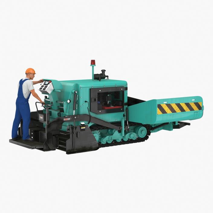 3D Asphalt Paving Machine with Operator Rigged model