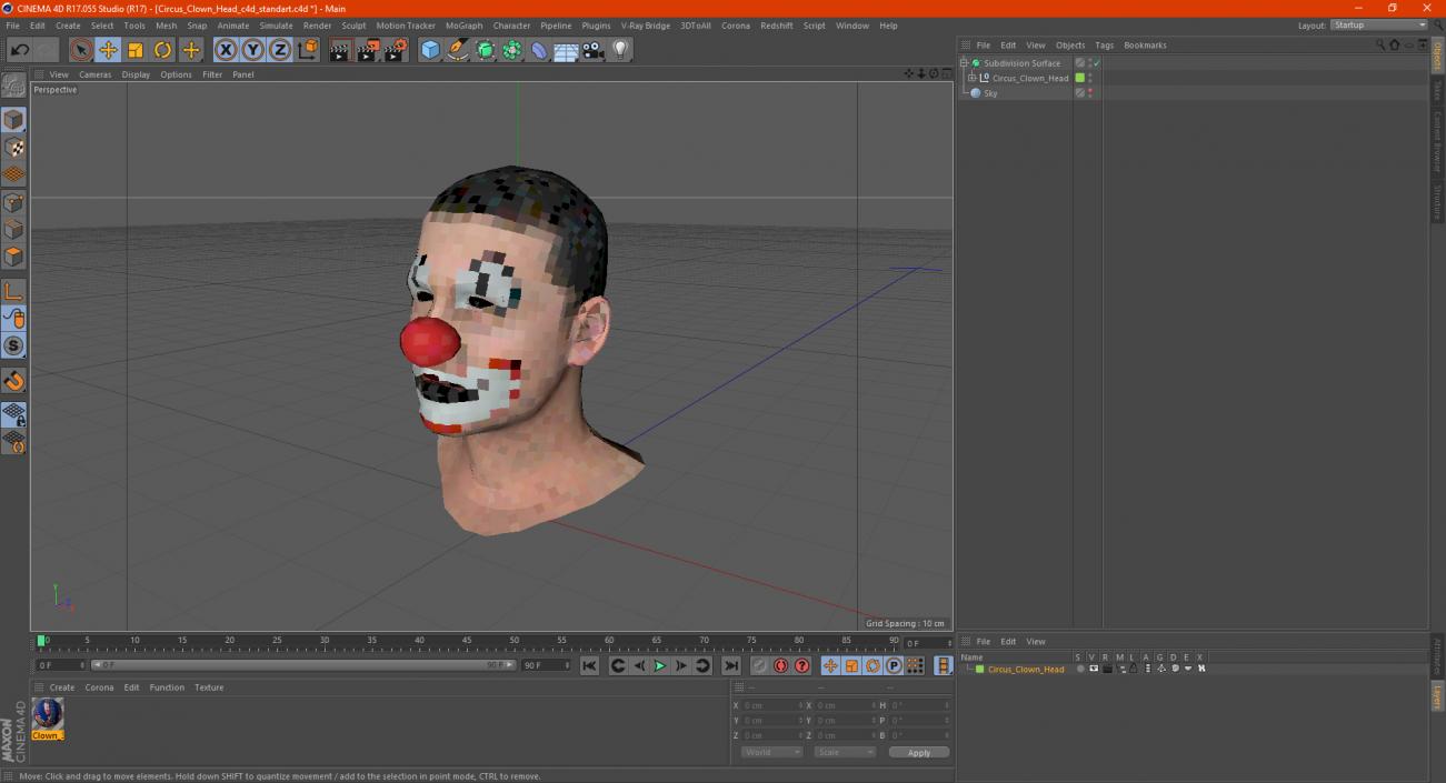 Circus Clown Head 3D