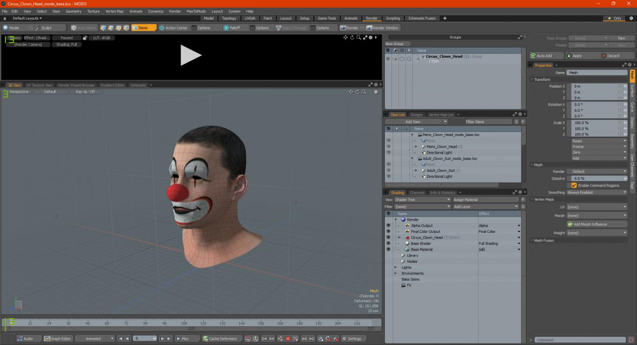 Circus Clown Head 3D