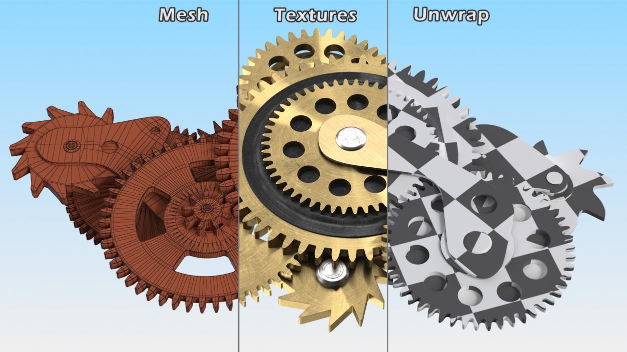 3D Cog Gears Bronze