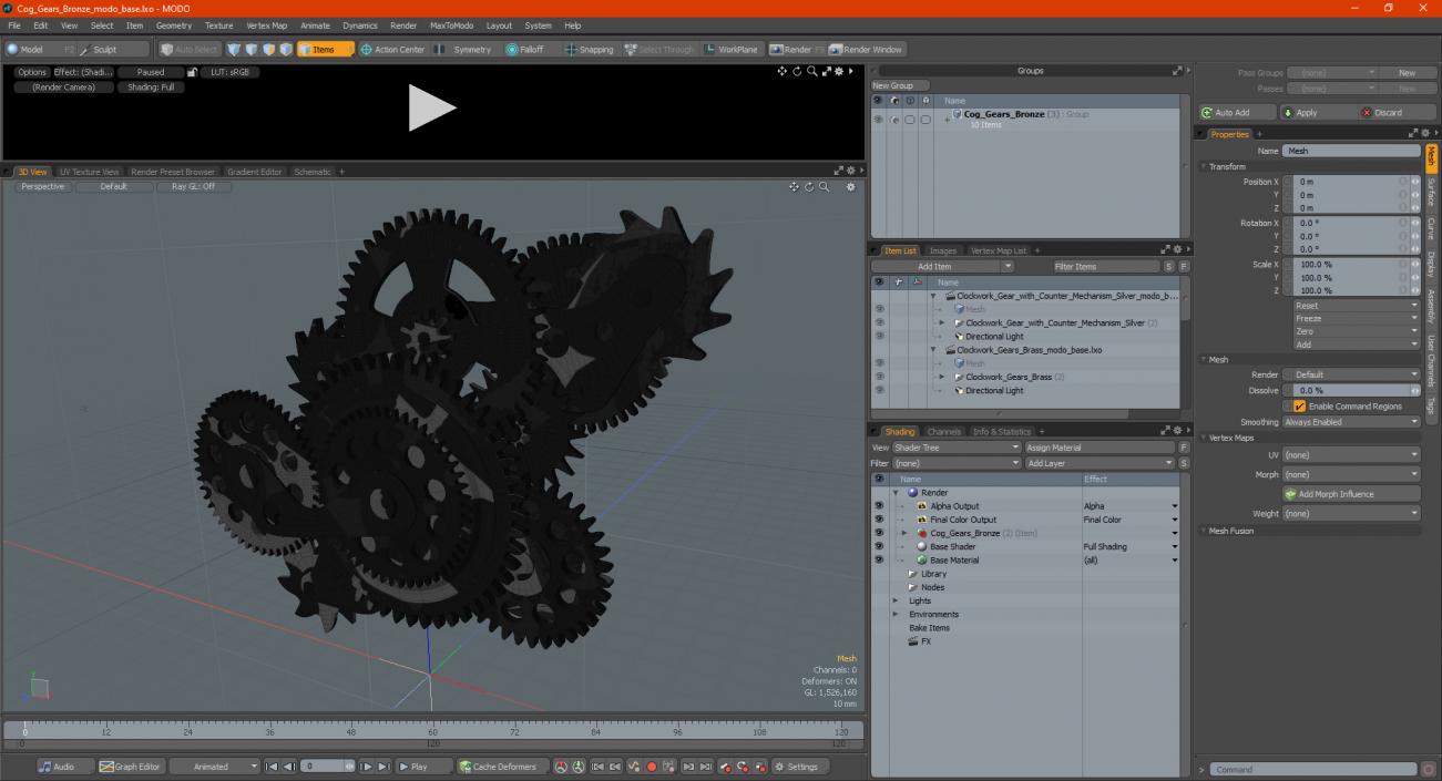 3D Cog Gears Bronze