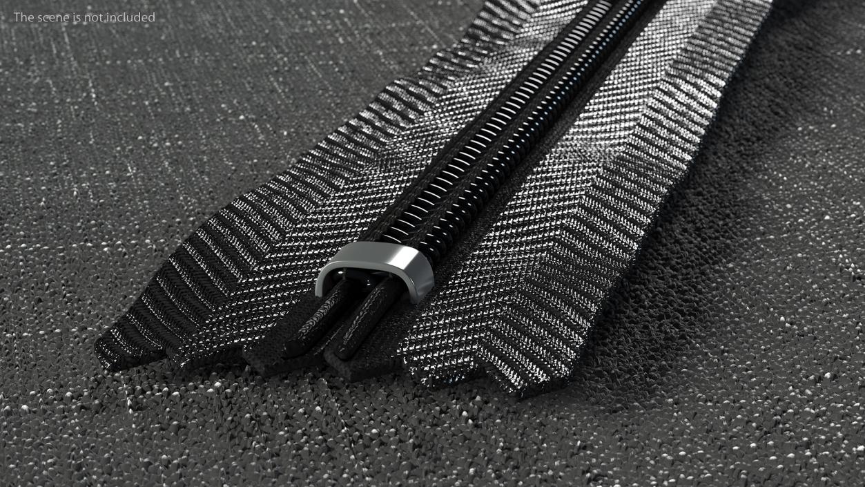 3D Half Open Nylon Coil Zipper Black model