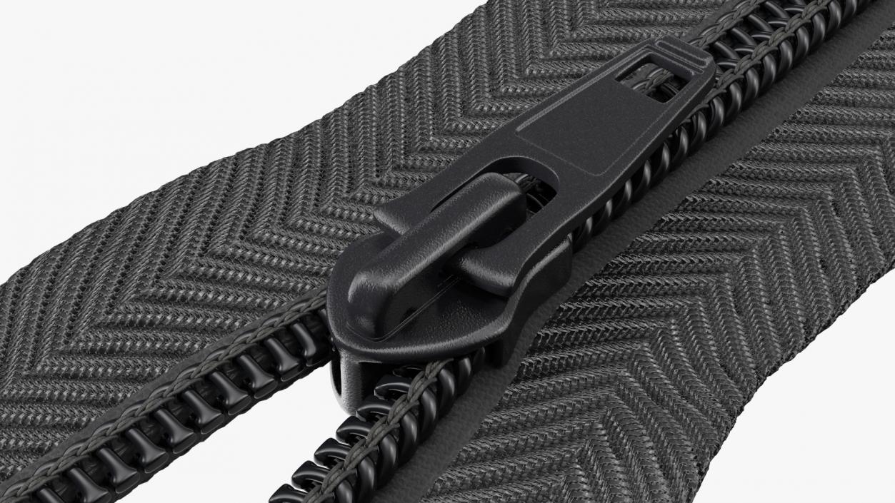 3D Half Open Nylon Coil Zipper Black model