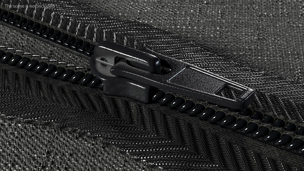 3D Half Open Nylon Coil Zipper Black model