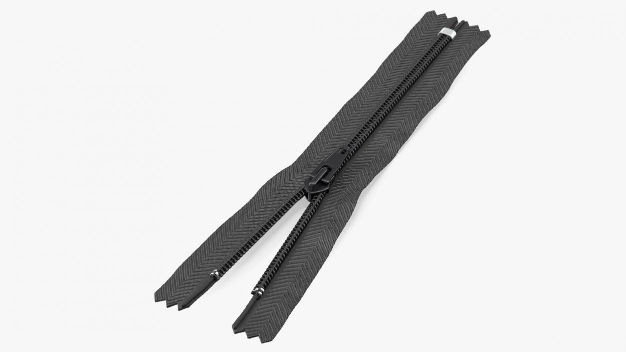 3D Half Open Nylon Coil Zipper Black model