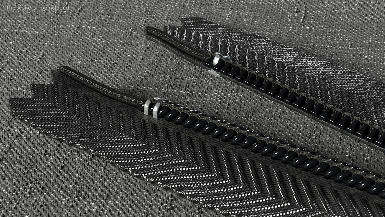 3D Half Open Nylon Coil Zipper Black model