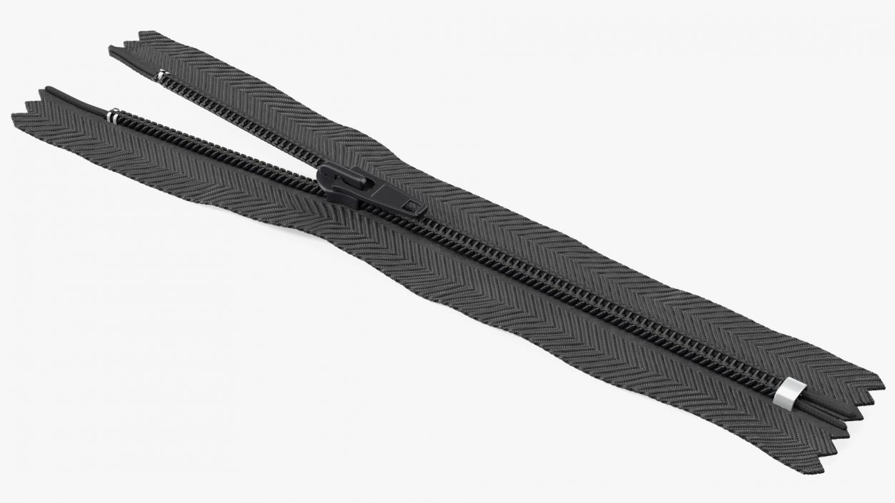 3D Half Open Nylon Coil Zipper Black model