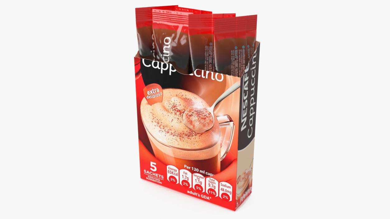 Nescafe Cappuccino Box Opened 3D model