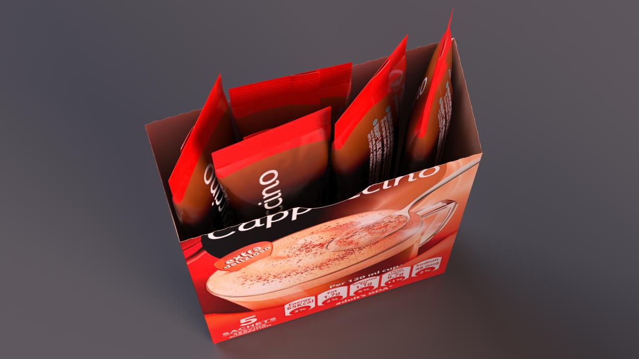 Nescafe Cappuccino Box Opened 3D model