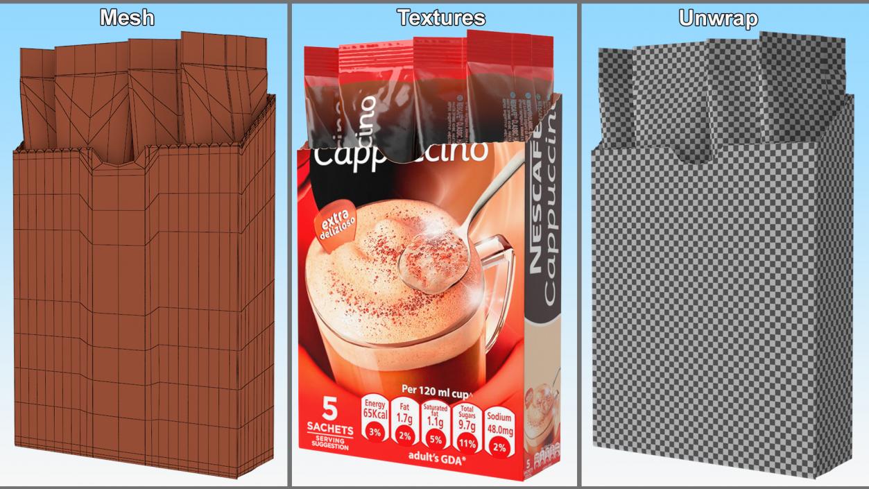 Nescafe Cappuccino Box Opened 3D model