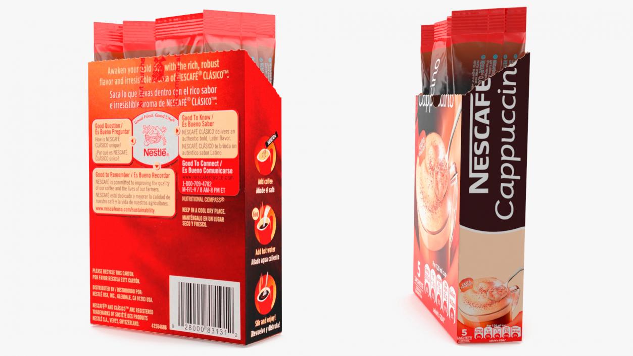 Nescafe Cappuccino Box Opened 3D model