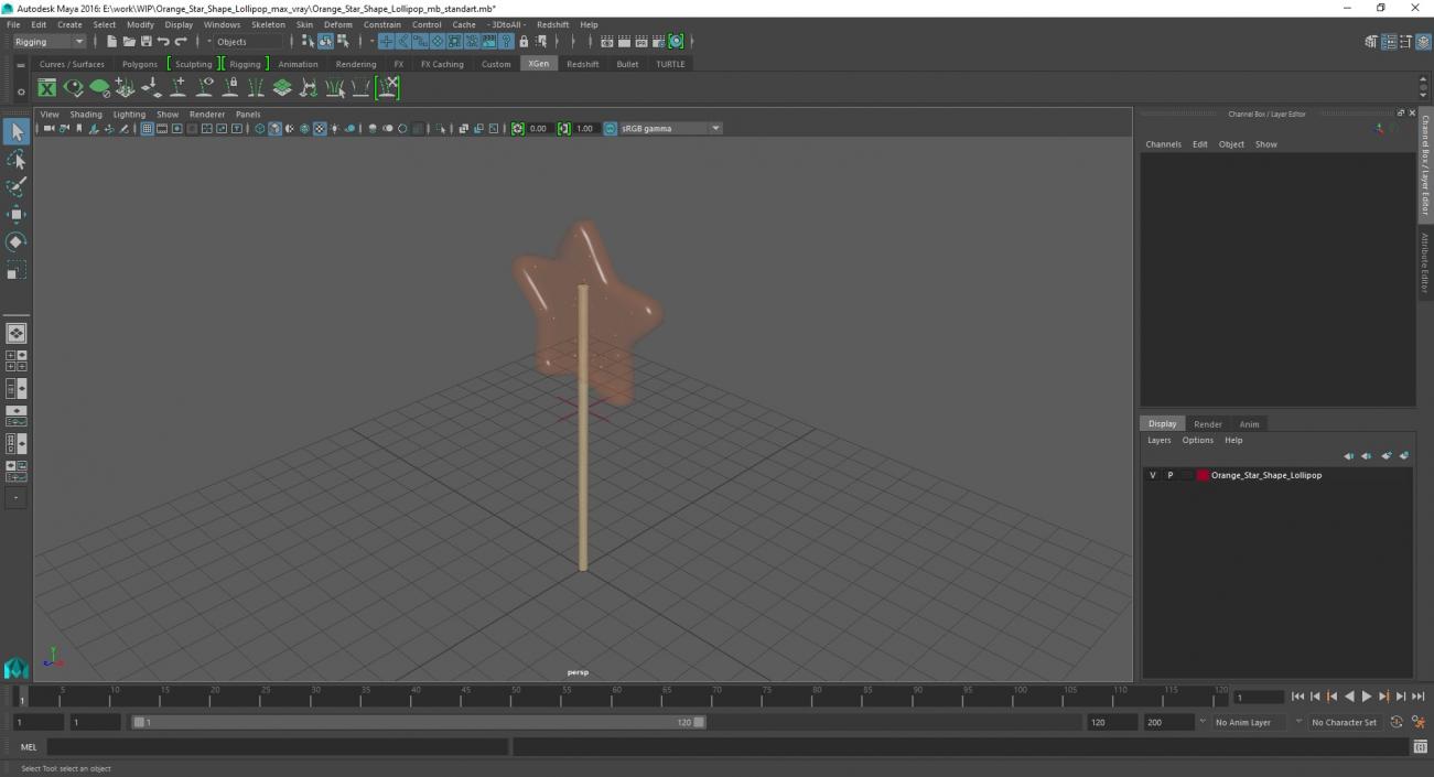 3D Orange Star Shape Lollipop 2 model