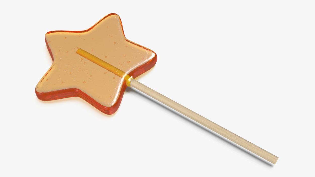 3D Orange Star Shape Lollipop 2 model